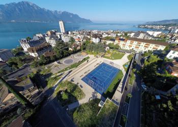 Montreux - Parking semi-enterré et aménagement d'un parc extérieur avec surface de jeux